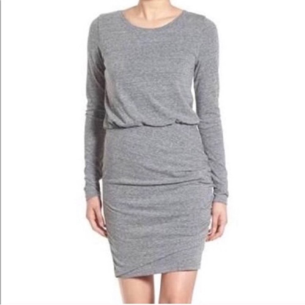 Leith Grey long sleeve mini dress with ruching, Size S
